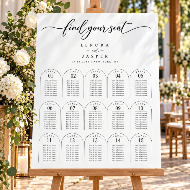 Affiche Plan de table de mariage classique à arc script 15 (Créateur téléchargé)