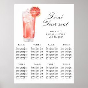 Affiche Plan de table de mariage cocktail de citrons aquar