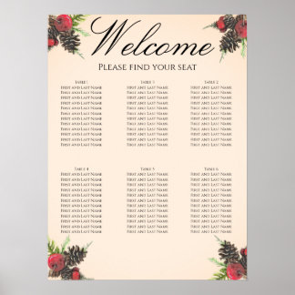 Affiche Plan de table de mariage de Noël vintage