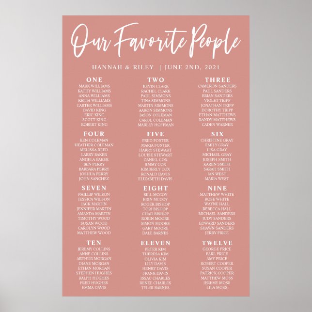 Affiche Plan de table de mariage de nos personnes préférée (Devant)