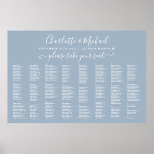 Affiche Plan de table de mariage Dusty Blue 300 noms