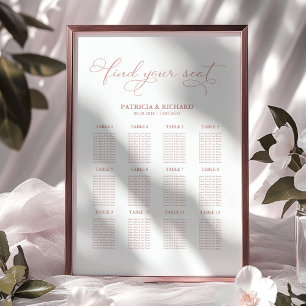 Affiche Plan de table de mariage élégant 12 tables
