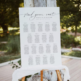 Affiche Plan de table de mariage élégant 18 tables