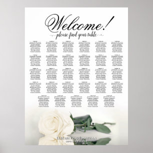 Affiche Plan de table de mariage élégant 29 tables Rose bl