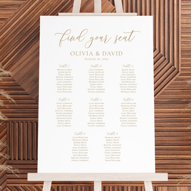 Affiche Plan de table de mariage élégant 8 tables (Créateur téléchargé)