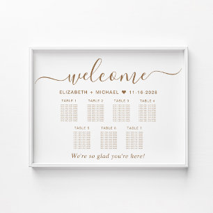 Affiche Plan de table de mariage élégant à 7 tables avec é
