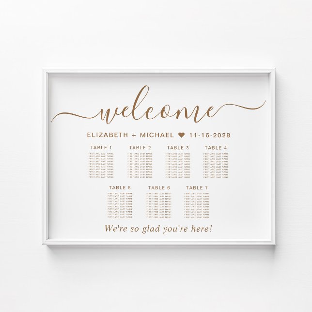 Affiche Plan de table de mariage élégant à 7 tables avec é (Créateur téléchargé)