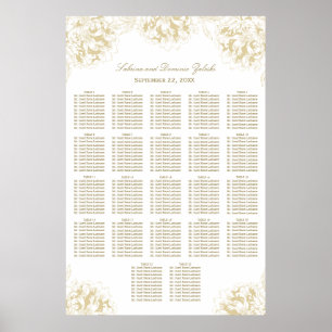 Affiche Plan de table de mariage élégant aux fleurs de piv