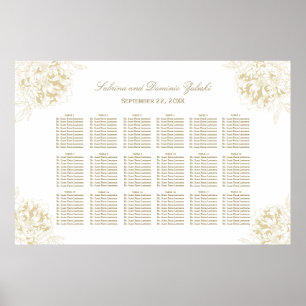 Affiche Plan de table de mariage élégant aux fleurs de piv