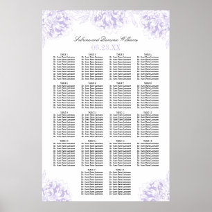 Affiche Plan de table de mariage élégant aux fleurs de piv