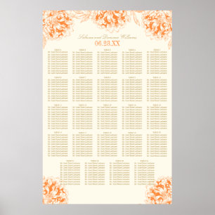 Affiche Plan de table de mariage élégant aux pivoines flor