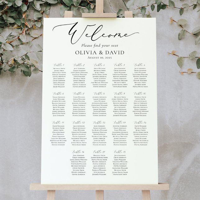 Affiche Plan de table de mariage élégant avec 18 tables (Créateur téléchargé)