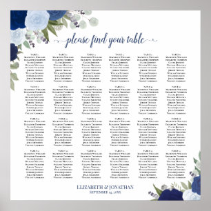 Affiche Plan de table de mariage élégant avec 24 tables et