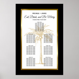 Affiche Plan de table de mariage élégant avec palmiers tro