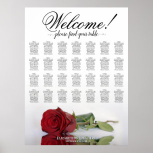 Affiche Plan de table de mariage élégant avec rose rouge 2