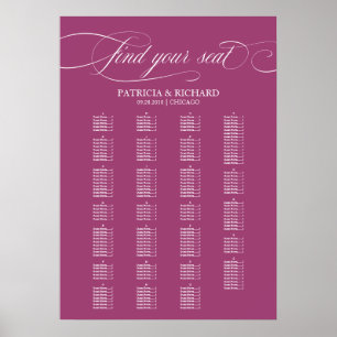 Affiche Plan de table de mariage élégant et alphabétique C