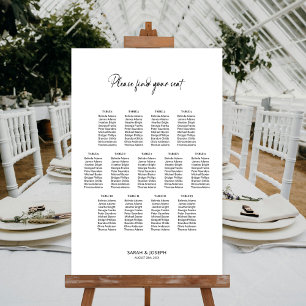Affiche Plan de table de mariage élégant et simple pour 13