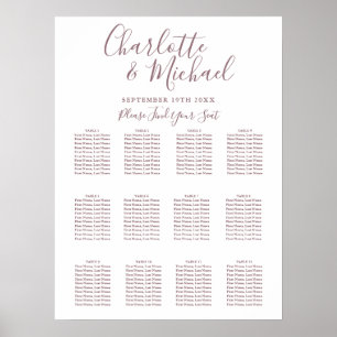 Affiche Plan de table de mariage élégant Mauve Signature