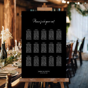 Affiche Plan de table de mariage élégant noir 15