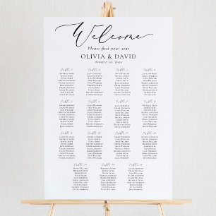 Affiche Plan de table de mariage élégant pour 15 tables
