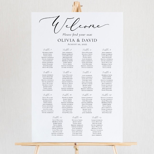 Affiche Plan de table de mariage élégant pour 15 tables (Créateur téléchargé)