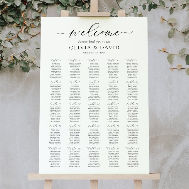 Affiche Plan de table de mariage élégant pour 25 tables (Créateur téléchargé)