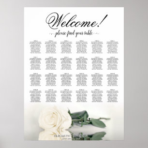 Affiche Plan de table de mariage élégant Rose Blanche 24 t