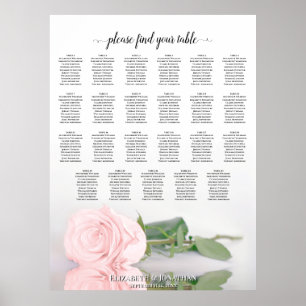 Affiche Plan de table de mariage élégant Rose rose 23 Tabl