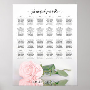 Affiche Plan de table de mariage élégant Rose rose 24