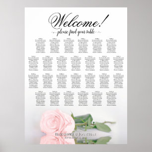 Affiche Plan de table de mariage élégant Rose rose 26