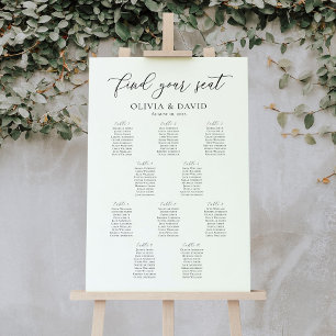 Affiche Plan de table de mariage élégant Script 10 Tables