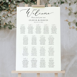 Affiche Plan de table de mariage élégant Script 17 Tables 