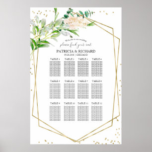 Affiche Plan de table de mariage élégant verdure