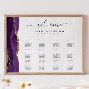 Affiche Plan de table de mariage en Agate Or Violet