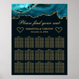 Affiche Plan de table de mariage en agate pailletée de sar