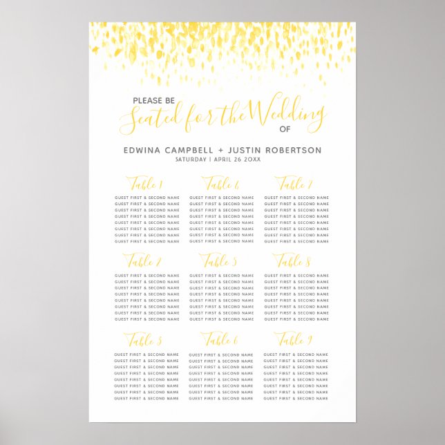 Affiche Plan de table de mariage en art abstrait aquarelle (Devant)