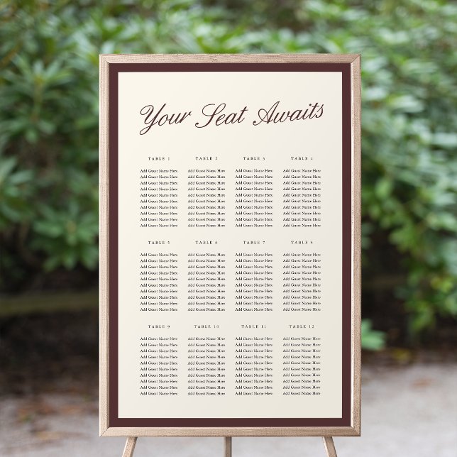 Affiche Plan de table de mariage en écriture classique Bou (Créateur téléchargé)