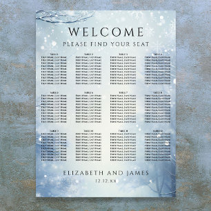 Affiche Plan de table de mariage en forêt hivernale mervei