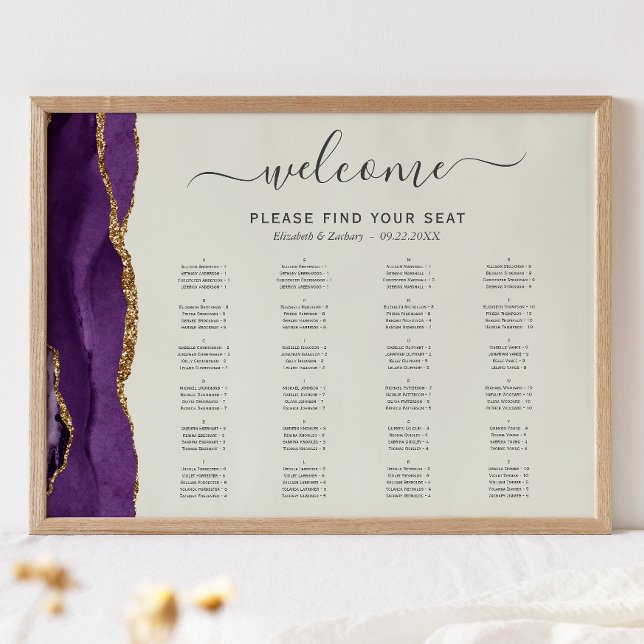 Affiche Plan de table de mariage en ivoire avec agate or v (Créateur téléchargé)