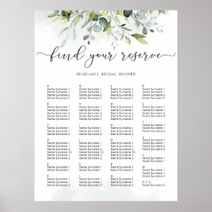 Affiche Plan de table de mariage eucalyptus