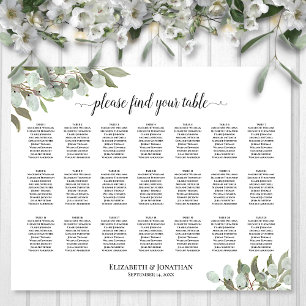 Affiche Plan de table de mariage Feuillage d'eucalyptus 21