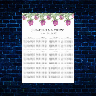 Affiche Plan de table de mariage floral aquarelle jungle d