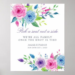 Affiche Plan de table de mariage floral aquarelle Ultra Vi
