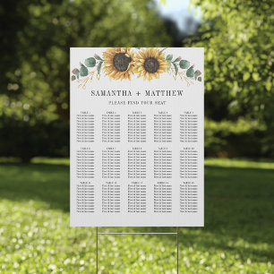Affiche Plan de table de mariage floral au tournesol d'euc
