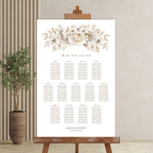 Affiche Plan de table de mariage floral blanc 13