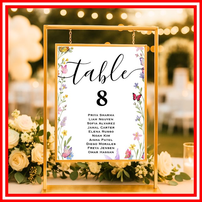 Affiche Plan de table de mariage floral bohème aux fleurs  (Créateur téléchargé)