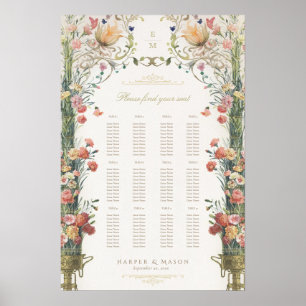 Affiche Plan de table de mariage floral Élégance de jardin