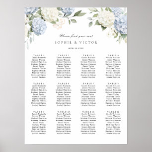Affiche Plan de table de mariage Floral Hydrangea 12