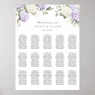 Affiche Plan de table de mariage Floral Hydrangea 15