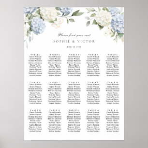 Affiche Plan de table de mariage Floral Hydrangea 15